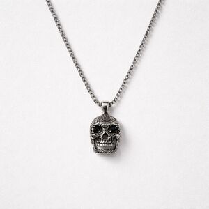 Silver Skull Pendant Necklace J2